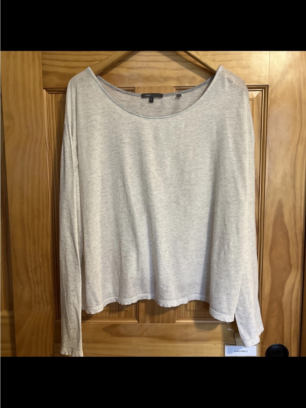 Vince Heather Gray Long-Sleeve Scoop Neck Top L